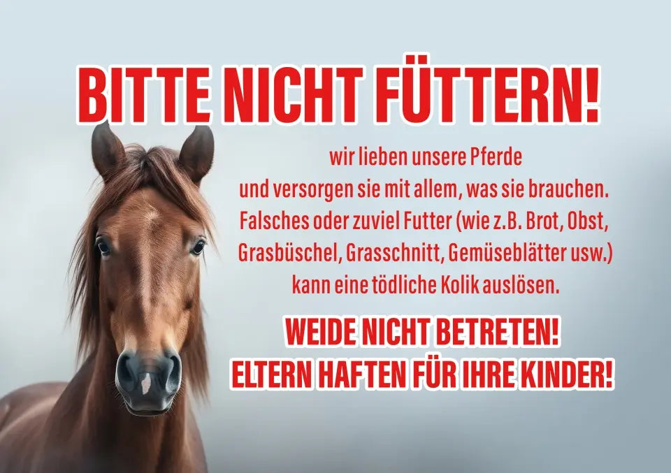 Koppel / Boxenschild "Bitte nicht füttern"