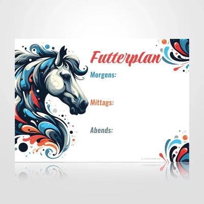 Futterplan "Harlekin" – personalisiertes Pferdeschild