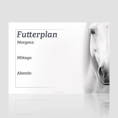 Futterplan "White Moon" – personalisiertes Pferdeschild