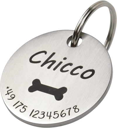 Hundemarke mit Gravur rund - Personalisiert mit Name
