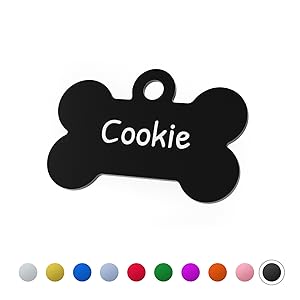 Hundemarke Knochen mit Gravur und 2 Schlüsselringe – personalisierte Hundemarke