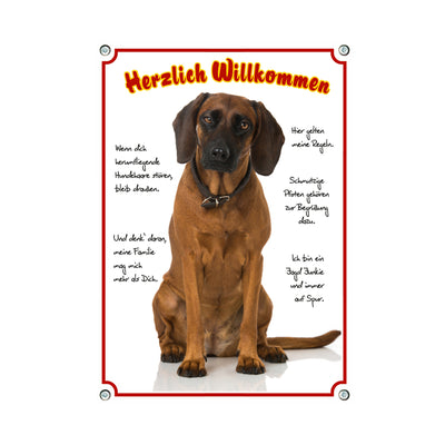 Bayerischer Gebirgsschweißhund - Herzlich Willkommen – Hundeschild aus Aluminium