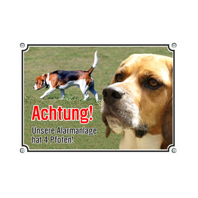 Beagle - Alarmanlage – Hundeschild aus Aluminium