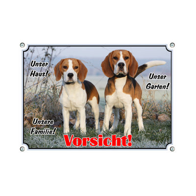 Beagle - Mein Haus Mein Garten Meine Familie – Hundeschild aus Aluminium