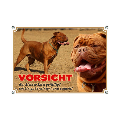Bordeauxdogge - Kleines Spiel – Hundeschild aus Aluminium