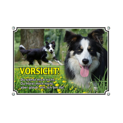 Border Collie - Du siehst mich nicht – Hundeschild aus Aluminium