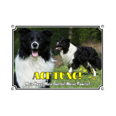 Border Collie - Mein Haus Mein Garten Meine Familie B – Hundeschild aus Aluminium