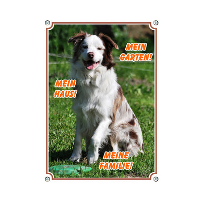 Border Collie - Mein Haus Mein Garten Meine Familie – Hundeschild aus Aluminium