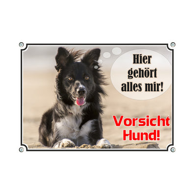 Border Collie - Hier gehört alles mir – Hundeschild aus Aluminium