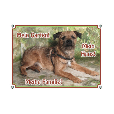 Border Terrier - Mein Garten Mein Haus Meine Famile – Hundeschild aus Aluminium