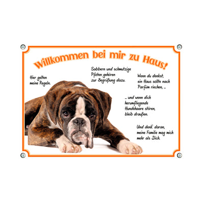 Boxer - Willkommwn – Hundeschild aus Aluminium