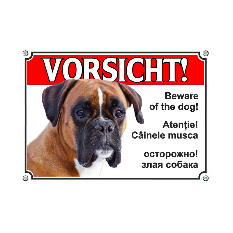 Boxer - Warnschild 6 Sprachen
