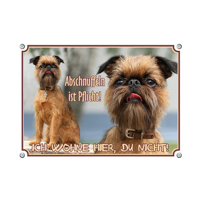 Brüssler Griffon - Abschnüffeln – Hundeschild aus Aluminium