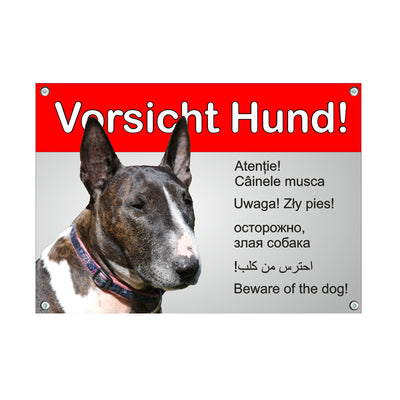 Bullterrier - 6 Sprachen – Hundeschild aus Aluminium