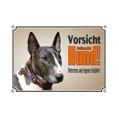 Bullterrier - Betreten auf eigene Gefahr – Hundeschild aus Aluminium