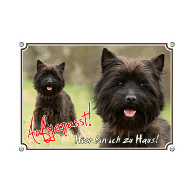 Cairn Terrier - Hier bin ich zu Haus – Hundeschild aus Aluminium
