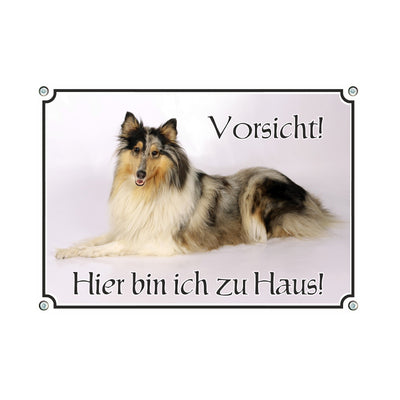 Collie - Hier bin ich zu Haus – Hundeschild aus Aluminium