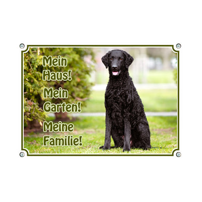 Curly Coated Retriever - Mein Haus – Hundeschild aus Aluminium