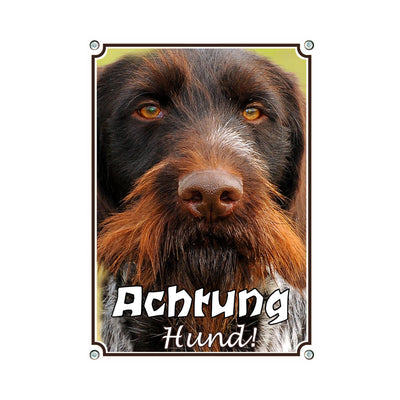 Deutscher Drahthaar - Achtung Hund – Hundeschild aus Aluminium