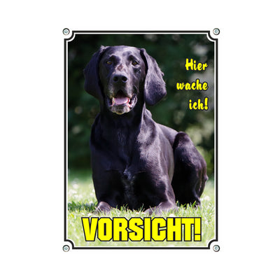 Deutsch Kurzhaar - Vorsicht Hier wache ich – Hundeschild aus Aluminium