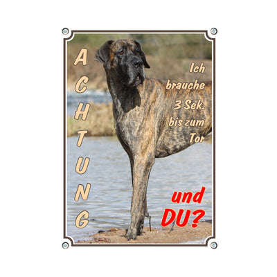 Deutsche Dogge - 3 Sekunden – Hundeschild aus Aluminium