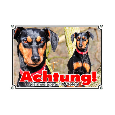 Deutscher Pinscher - Alarmanlage – Hundeschild aus Aluminium