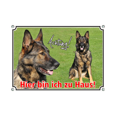 Deutscher Schäferhund - Hier bin ich zu Haus – Hundeschild aus Aluminium