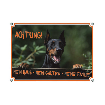 Dobermann - Mein Haus – Hundeschild aus Aluminium