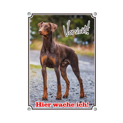 Dobermann - Wache – Hundeschild aus Aluminium