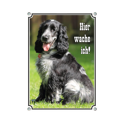 Englischer Cocker Spaniel - Hier wache ich – Hundeschild aus Aluminium
