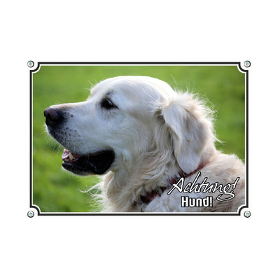 Golden Retriever - Achtung Hund – Hundeschild aus Aluminium