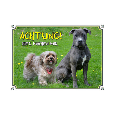 Havaneser - Hier wache ich – Hundeschild aus Aluminium