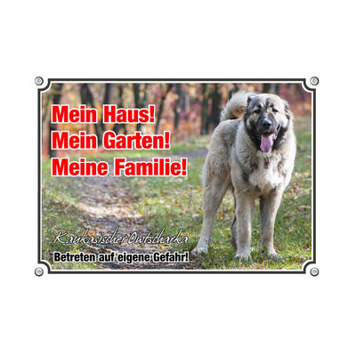 Kaukasischer Owtscharka - Betreten auf eigene Gefahr – Hundeschild aus Aluminium