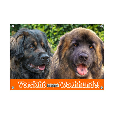 Leonberger - Vorsicht Wachhunde – Hundeschild aus Aluminium