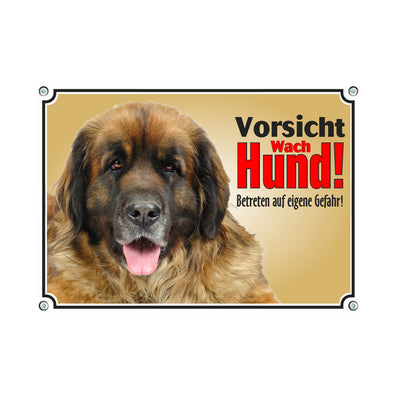Leonberger - Vorschit Wachhund – Hundeschild aus Aluminium
