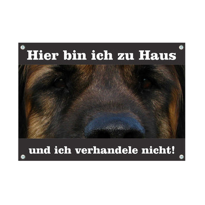 Leonberger - Hier bin ich zu Haus – Hundeschild aus Aluminium