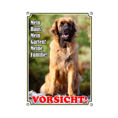 Leonberger - Mein Haus Mein Garten Meine Familie – Hundeschild aus Aluminium