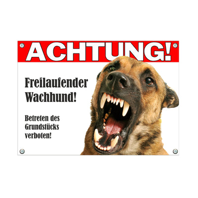 Malinois - Vorsicht Wachhund – Hundeschild aus Aluminium