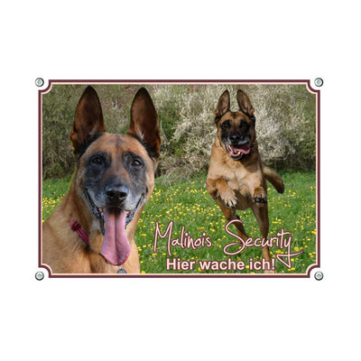 Malinois - Security hier wache ich – Hundeschild aus Aluminium