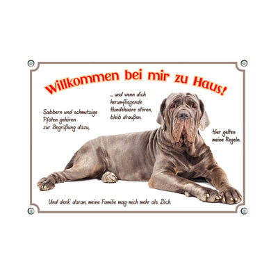 Mastino Napolitano - Willkommen – Hundeschild aus Aluminium