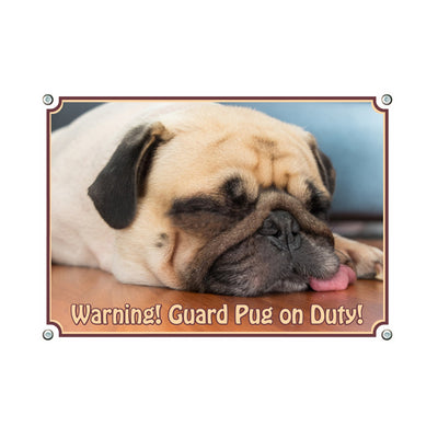 Mops - Guard Pug on Duty – Hundeschild aus Aluminium