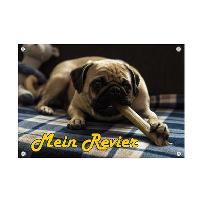 Mops - Mein Revier – Hundeschild aus Aluminium