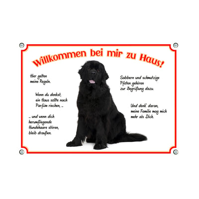 Neufundländer - Willkommen – Hundeschild aus Aluminium