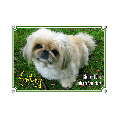Pekingese - Achtung – Hundeschild aus Aluminium
