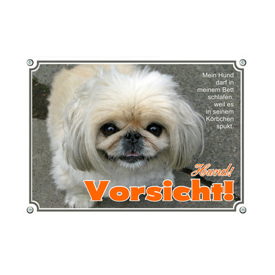 Pekingese - Vorsicht – Hundeschild aus Aluminium