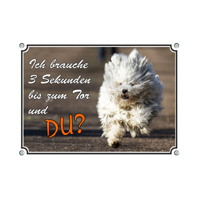 Puli - 3 Sekunden zum Tor – Hundeschild aus Aluminium