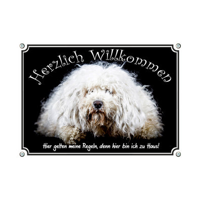 Puli - Herzlich Willkommen – Hundeschild aus Aluminium