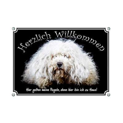 Puli - Herzlich Willkommen mein Haus – Hundeschild aus Aluminium