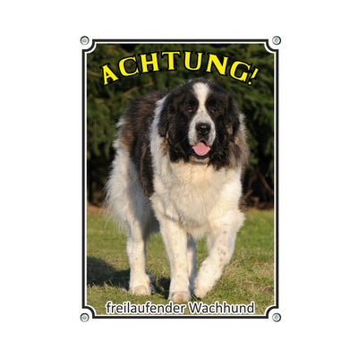 Pyrenäen Mastiff - Achtung Wachhund – Hundeschild aus Aluminium