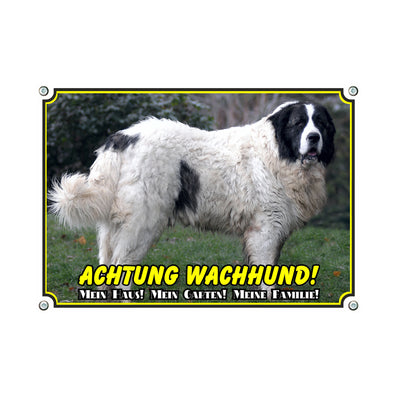 Pyrenäen Mastiff - Mein Haus Mein Garten Meine Familie – Hundeschild aus Aluminium